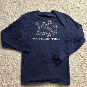 Size Small Southern Tide Navy Long Sleeve Christmas Shirt